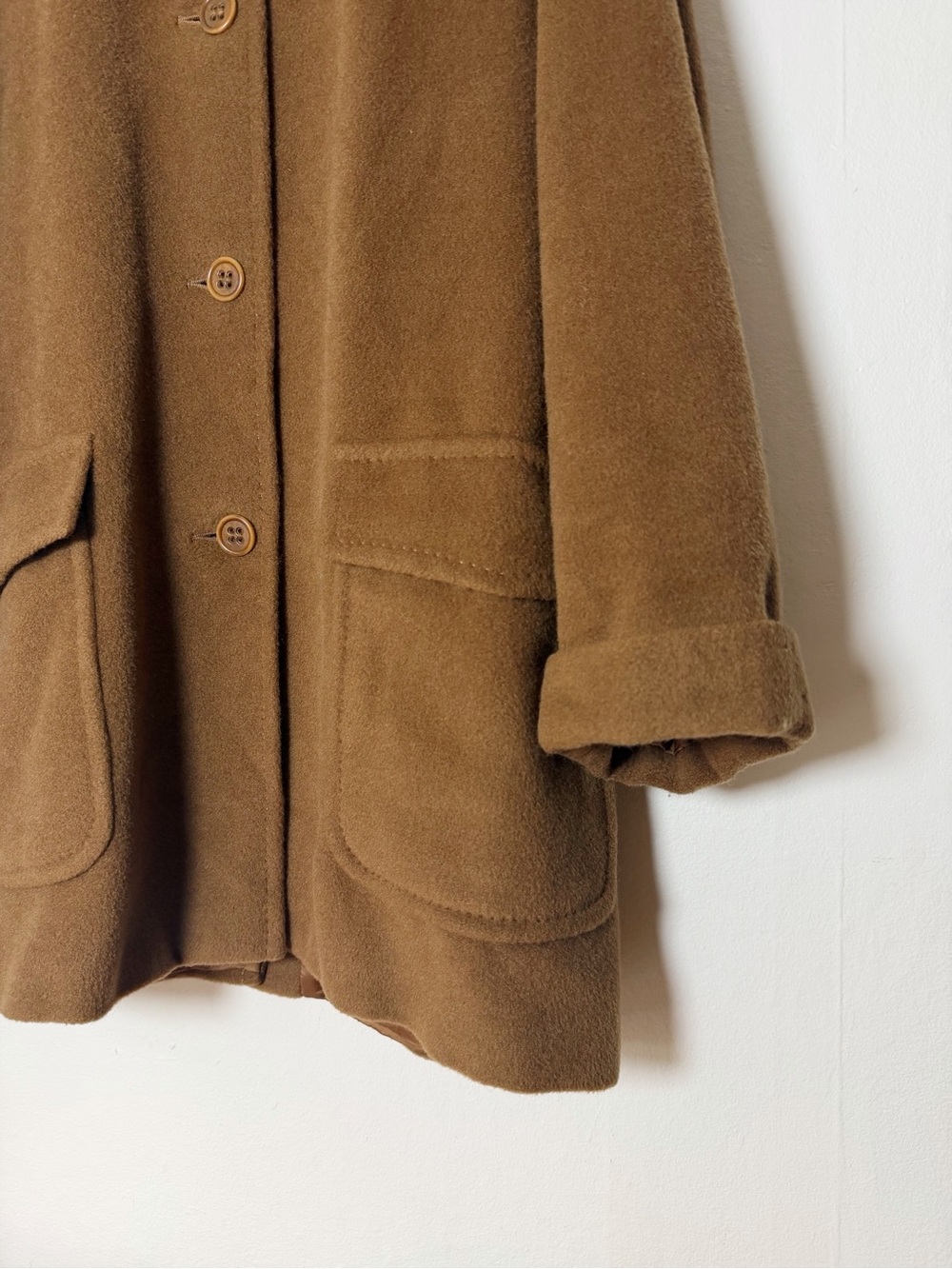 Max Mara Vintage 90s Camel Wool Cashmere Short Coat - White Tag Made in Italy - Picture 7 of 11